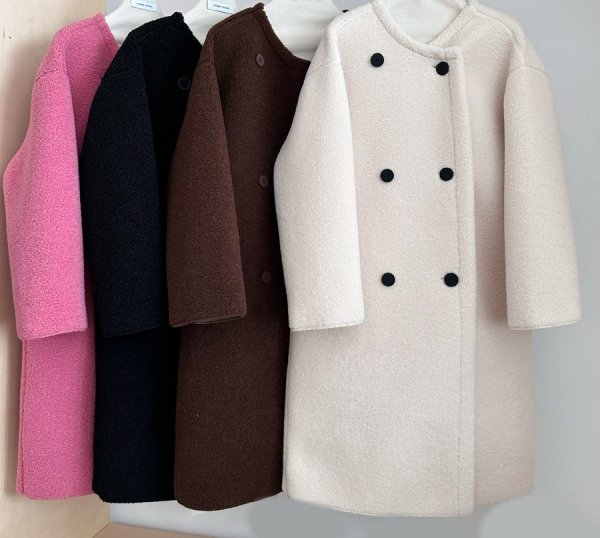 画像3: Women's Fur collarless long coat jacket　ファーノーカラーロングコート ジャケット (3)