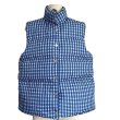画像1: Women's Dark blue check down vest Jacket 　ダークブルーチェックダウンベストジャケット (1)