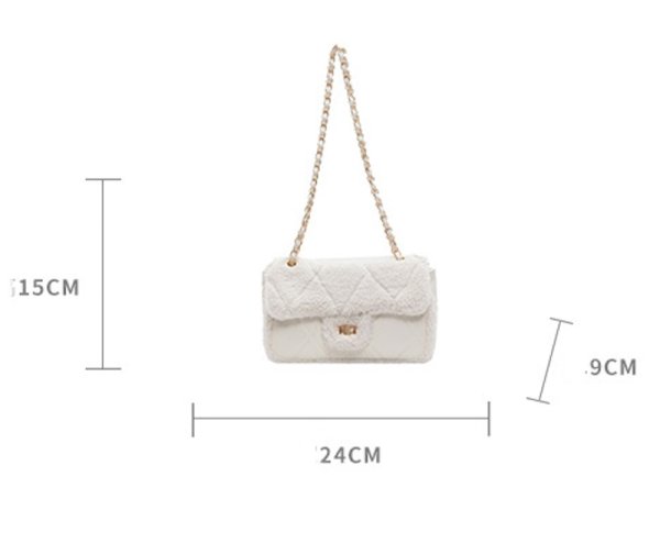 画像8: Quilted Leather & Fur Small Square  Crossbody  Tote Shoulder Crossbody Bag　ユニセックス男女兼用キルティングレザー＆ファースモールスクエアバッグクロスボディバッグトートショルダークロスボディバッグ (8)