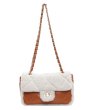 画像1: Quilted Leather & Fur Small Square  Crossbody  Tote Shoulder Crossbody Bag　ユニセックス男女兼用キルティングレザー＆ファースモールスクエアバッグクロスボディバッグトートショルダークロスボディバッグ (1)