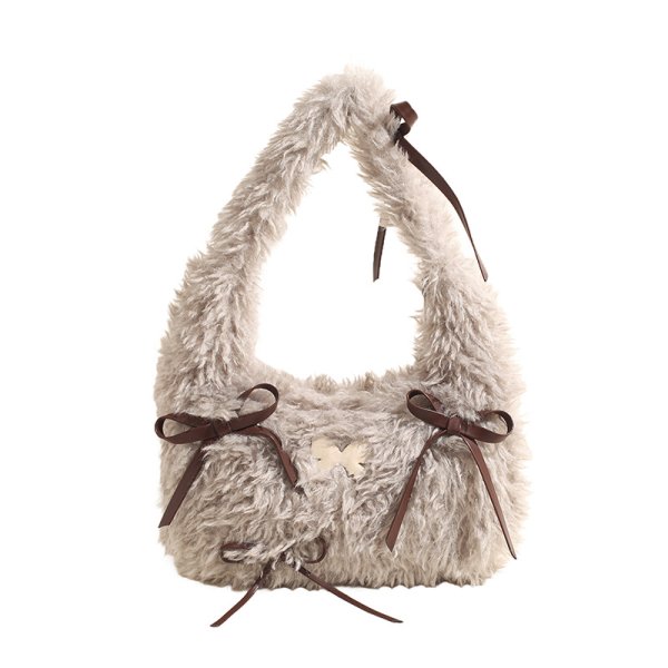 画像3: Curly Fur Ribbon Underarm Tote Shoulder Bag　ユニセックス男女兼用カーリーファーリボンアンダーアームトートショルダーバッグ (3)