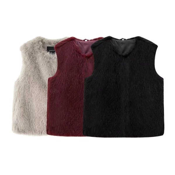 画像6: Round neck fur vest　ラウンドネックファーベスト (6)