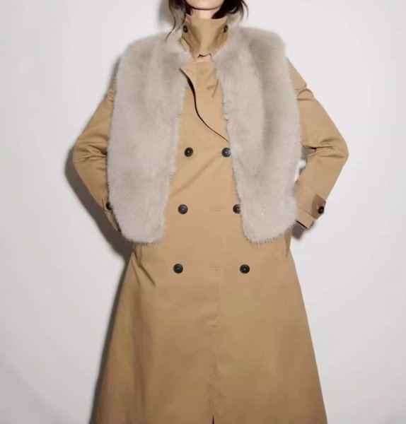 画像1: Round neck fur vest　ラウンドネックファーベスト (1)