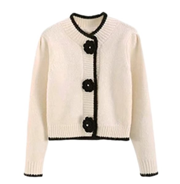 画像1: Camellia brooch button cardigan sweater knit　カメリアブローチボタンカーディガンジャケット コート (1)