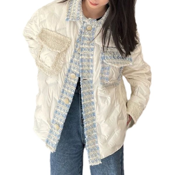 画像6: Women's Tweed-trimmed down jacket coat　ツイードトリミングダウンジャケットコート (6)