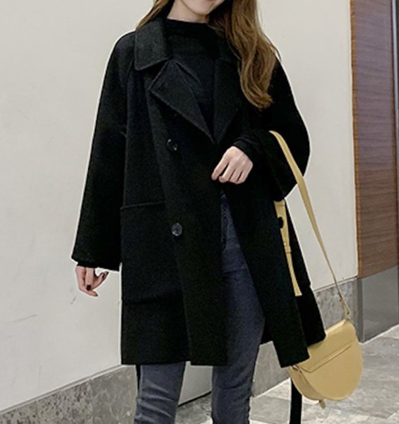 画像2: Women's Mid-length wool coat  jacket 　ミドル丈ウールベルト付ジャケットコート (2)