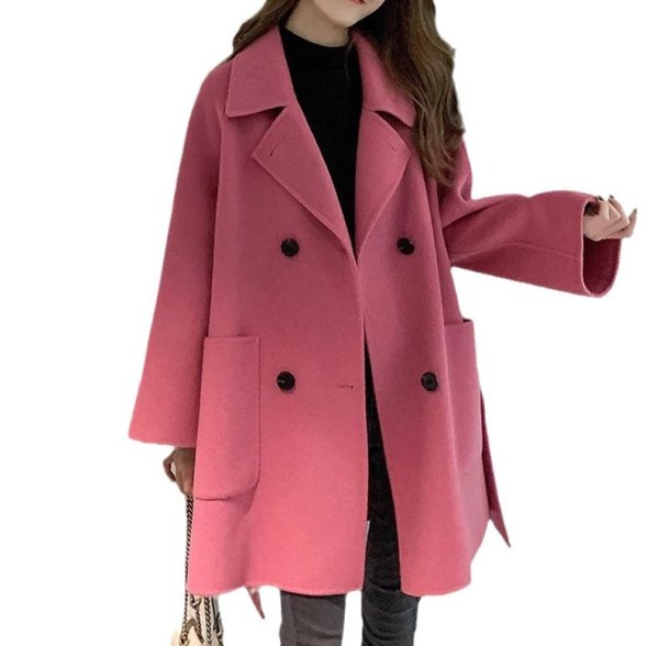 画像4: Women's Mid-length wool coat  jacket 　ミドル丈ウールベルト付ジャケットコート (4)