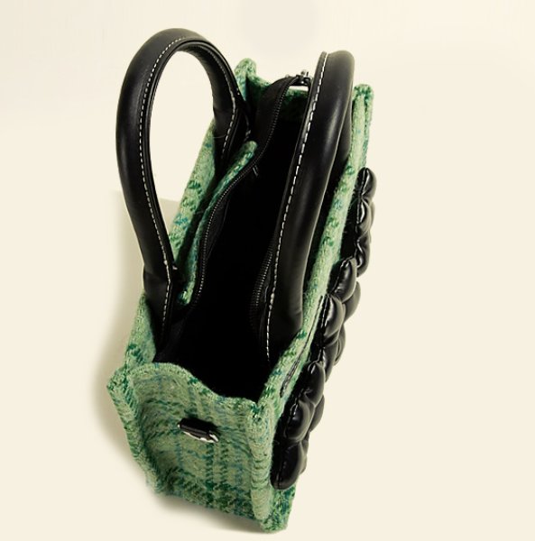 画像9: Check & Camellia Square Tote Shoulder Crossbody Bag ユニセックス男女兼用チェック＆カメリアスクエアトートショルダークロスボディーバック (9)