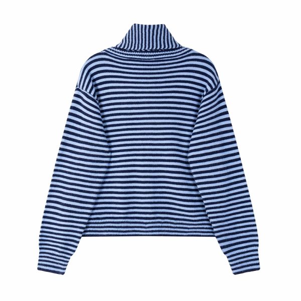 画像2: Border stripe cardigan with bowtie Sweater knit　リボンボウタイ付きボーダーカーディガン ニット ジャケット  (2)