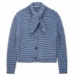 画像1: Border stripe cardigan with bowtie Sweater knit　リボンボウタイ付きボーダーカーディガン ニット ジャケット  (1)