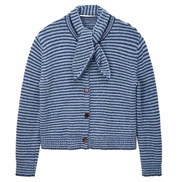 画像1: Border stripe cardigan with bowtie Sweater knit　リボンボウタイ付きボーダーカーディガン ニット ジャケット  (1)
