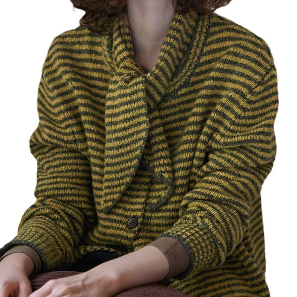画像3: Border stripe cardigan with bowtie Sweater knit　リボンボウタイ付きボーダーカーディガン ニット ジャケット  (3)