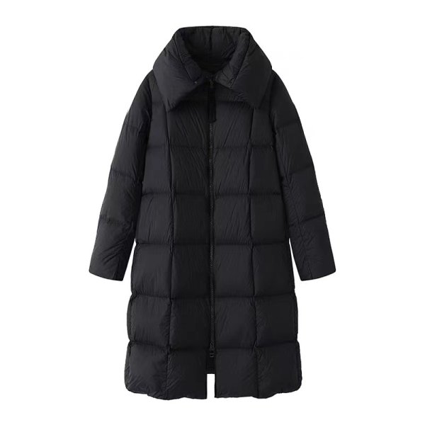 画像2: Women's White duck down quilted long down coat jacket 　ホワイトダックダウンキルティングロングダウンコートジャケット (2)