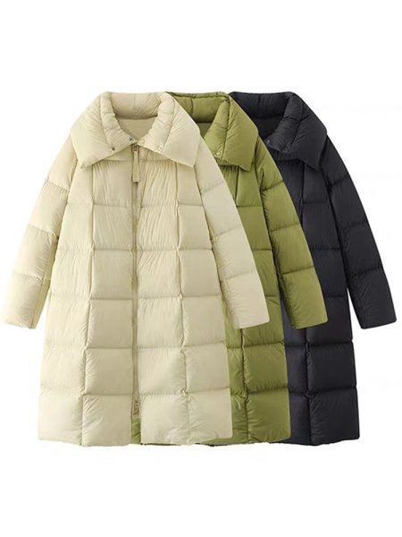 画像6: Women's White duck down quilted long down coat jacket 　ホワイトダックダウンキルティングロングダウンコートジャケット (6)