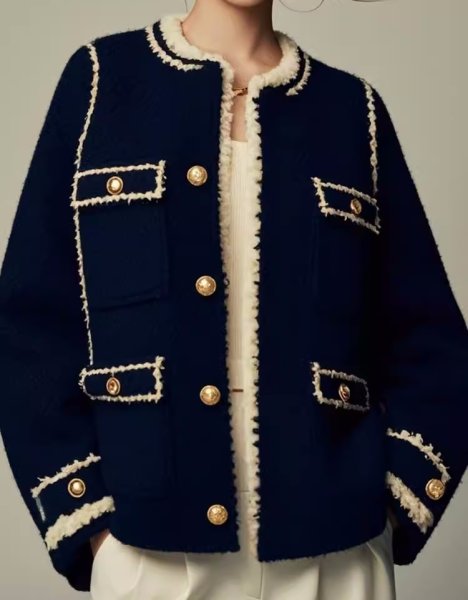 画像3: Women's High-end thick  Jacket Coat　コントラストエッジトリミング厚手ジャケットコート (3)