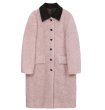 画像1: Women's Contrast collar lamb wool long coat jacket 　コントラストカラー襟ラムウールロングコートジャケット (1)