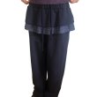 画像1: Checkered lotus leaf stitch frilled ska pants　チェックフリル付スウェットパンツスカッツワイドストレートパンツ (1)