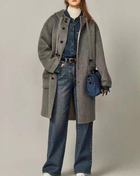 画像8: Women's French style hoodie mid-length coat  jacket 　フレンチスタイルフーディーミドル丈コートジャケット (8)