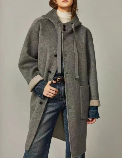 画像12: Women's French style hoodie mid-length coat  jacket 　フレンチスタイルフーディーミドル丈コートジャケット (12)