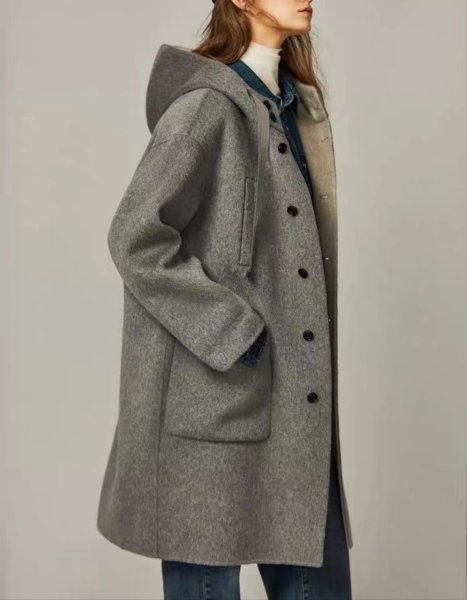 画像10: Women's French style hoodie mid-length coat  jacket 　フレンチスタイルフーディーミドル丈コートジャケット (10)