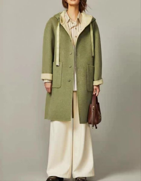 画像3: Women's French style hoodie mid-length coat  jacket 　フレンチスタイルフーディーミドル丈コートジャケット (3)