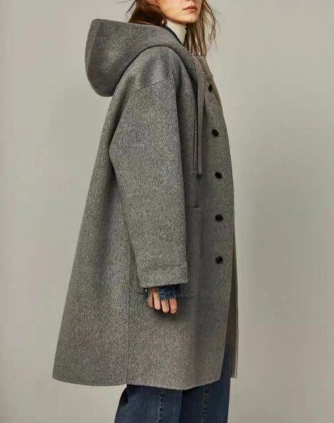 画像13: Women's French style hoodie mid-length coat  jacket 　フレンチスタイルフーディーミドル丈コートジャケット (13)