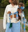 画像2: Lapel Puppy Pattern Pearl Button Polo Short Sweater knit　ラペル子犬パターンパールボタンポロショート丈カーディガンセーセーター ニット (2)