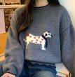画像5: Dalmatian knit crew neck sweater knit　ダルメシアンドッグ編み込みクールネックセーター ニット (5)