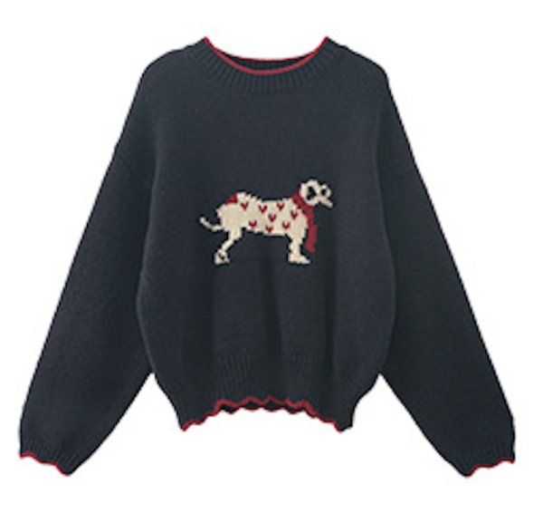 画像1: Dalmatian knit crew neck sweater knit　ダルメシアンドッグ編み込みクールネックセーター ニット (1)