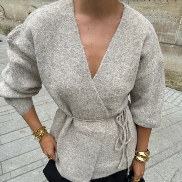 画像7: Irregular V-neck knit cardigan knit　イレギュラーカーディガンセーター ニット (7)