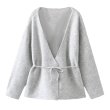 画像1: Irregular V-neck knit cardigan knit　イレギュラーカーディガンセーター ニット (1)