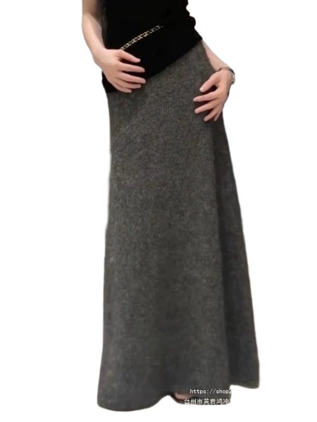 画像1: Women's French style A-line long knit skirt　フレンチスタイルAラインロングニットスカート (1)