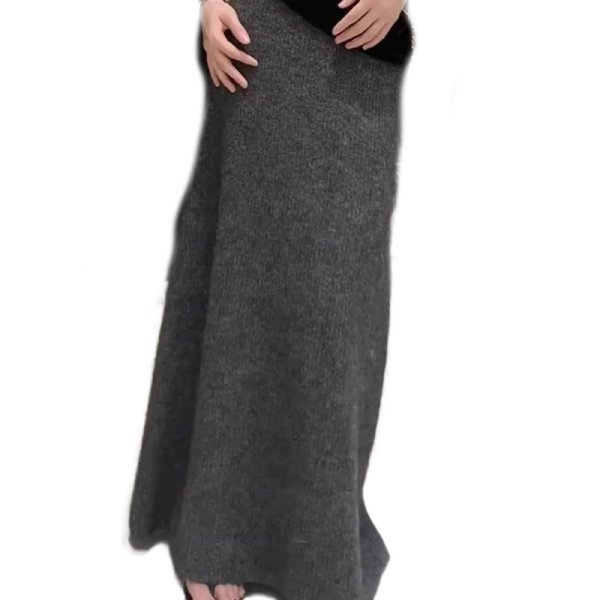 画像3: Women's French style A-line long knit skirt　フレンチスタイルAラインロングニットスカート (3)