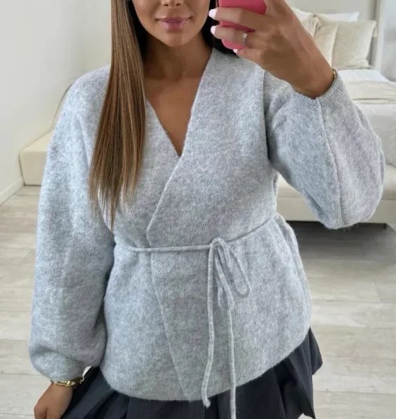 画像8: Irregular V-neck knit cardigan knit　イレギュラーカーディガンセーター ニット (8)