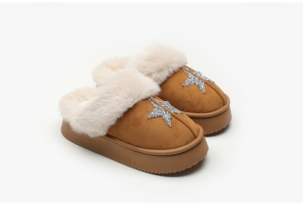 画像5: Thick-soled sequined star sheepskin sandal slippers　ユニセックスプラットフォーム厚底スパンコールスターシープスキンサンダルスリッパ  (5)