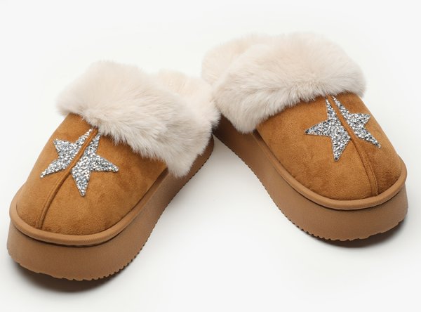 画像8: Thick-soled sequined star sheepskin sandal slippers　ユニセックスプラットフォーム厚底スパンコールスターシープスキンサンダルスリッパ  (8)