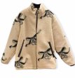 画像1: Women's Ribbon print lamb fleece zip-up jacket Coat　リボンダブルジップラムフリースジャケットコート (1)