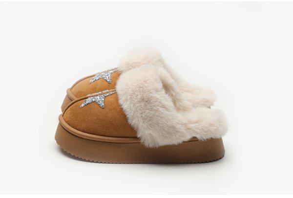 画像6: Thick-soled sequined star sheepskin sandal slippers　ユニセックスプラットフォーム厚底スパンコールスターシープスキンサンダルスリッパ  (6)