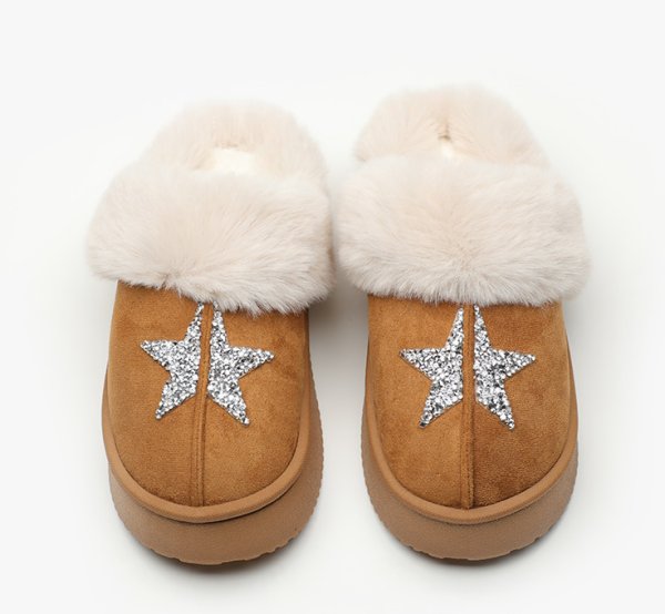 画像3: Thick-soled sequined star sheepskin sandal slippers　ユニセックスプラットフォーム厚底スパンコールスターシープスキンサンダルスリッパ  (3)