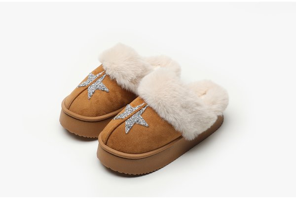 画像4: Thick-soled sequined star sheepskin sandal slippers　ユニセックスプラットフォーム厚底スパンコールスターシープスキンサンダルスリッパ  (4)