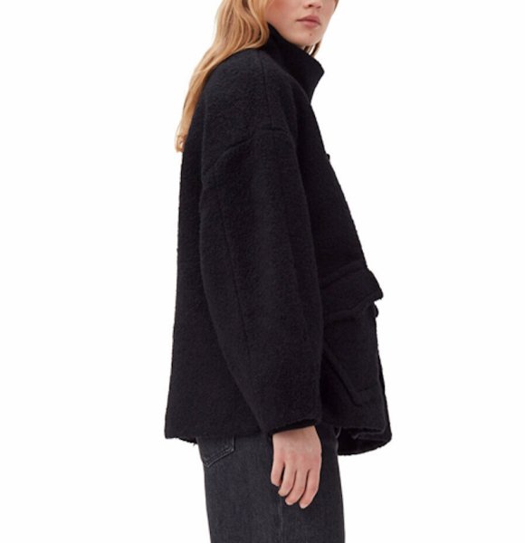 画像3: Women's Double pockets decorative stand collar horn buttondrop shoulder jacket Coat　ダブルポケット装飾スタンドカラーホーンボタンドロップショルダージャケット (3)
