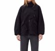 画像1: Women's Double pockets decorative stand collar horn buttondrop shoulder jacket Coat　ダブルポケット装飾スタンドカラーホーンボタンドロップショルダージャケット (1)