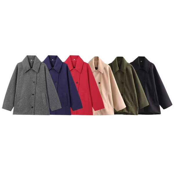 画像8: Women's Wool touch P coat half coat　ハーフ丈Pコートジャケット (8)