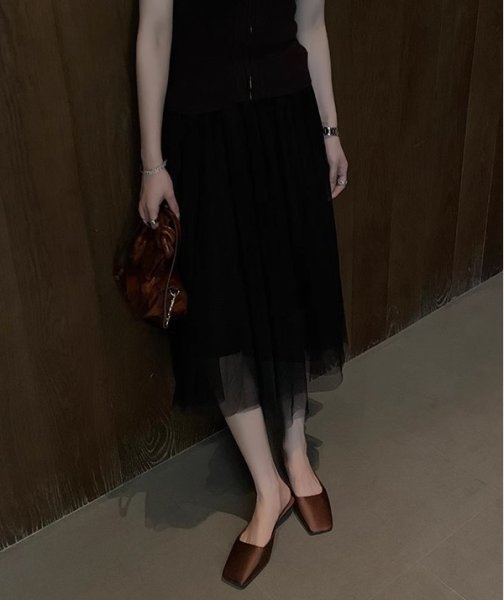 画像8: French square toe silk satin triangle heel mule sandals pumps shoes 　フレンチスクエアトゥシルクサテン三角ヒールミュールサンダル (8)