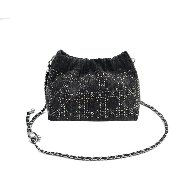 画像2: Denim x Bejeweled Denim Chain Crossbody Bag　デニム×ビジューデニムチェーンクロスボディバッグ (2)