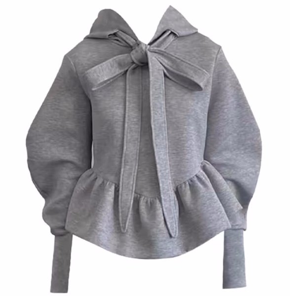 画像10: Ribbon tie ruffled hem hoodie　リボンネクタイ 裾フリル フーディ (10)