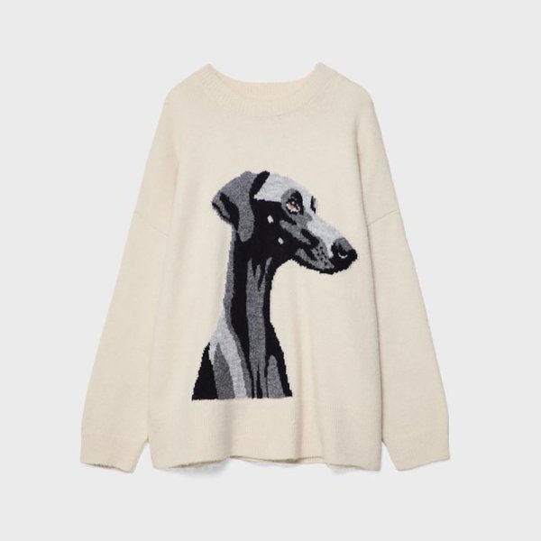 画像4: Dog knitted crew neck sweater knit　ドッグ犬柄編み込みクールネックセーターニット (4)