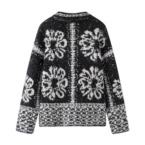 画像5: Polo collar jacquard pullover sweater　ユニセックス男女兼用 ポロカラージャガードプルオーバーセーターレースアップニットセーター (5)