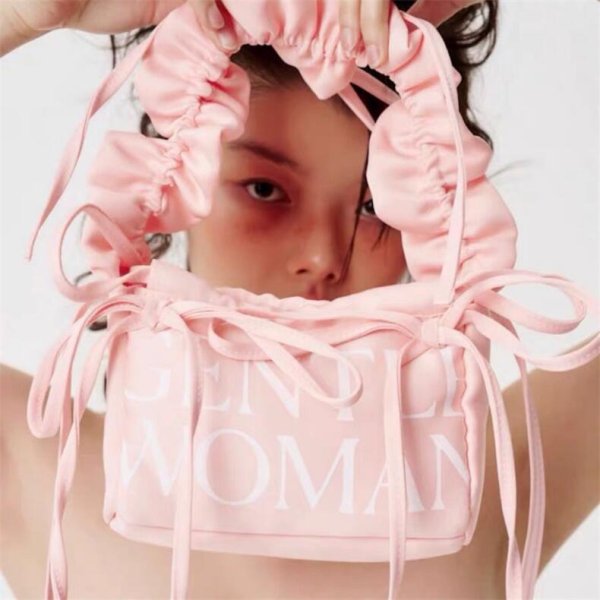 画像4: GentlewomanGirly tote shoulder crossbody bag with lace Dumpling bag handbag　　Gentlewomanレースダンプリングトートショルダークロスボディーバッグバッグ (4)