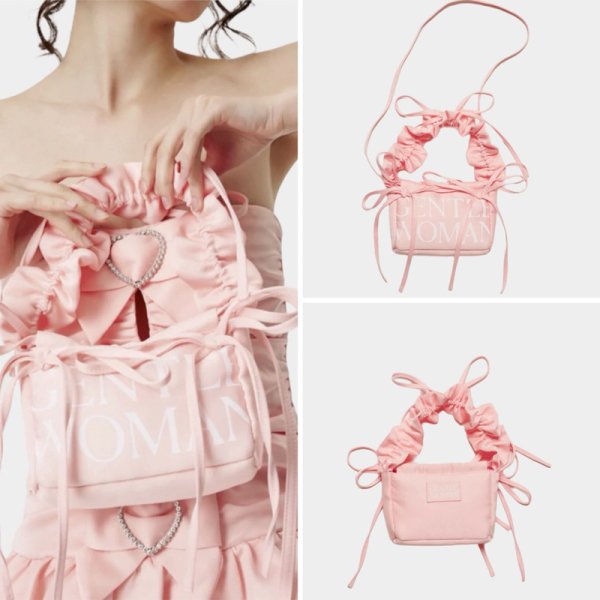 画像3: GentlewomanGirly tote shoulder crossbody bag with lace Dumpling bag handbag　　Gentlewomanレースダンプリングトートショルダークロスボディーバッグバッグ (3)